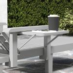 Solstol Solsäng med Sidobord Ljusgrå av Plast ve Metall för Trädgård ve Camping Väderbeständig Säng 120 kg