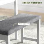 Matgrupp Matbordsset Grå Vit av Furu och Linnelook för Matsal 4-Delad Grupp med Bord 2 Stolar och Bänk Modern Design