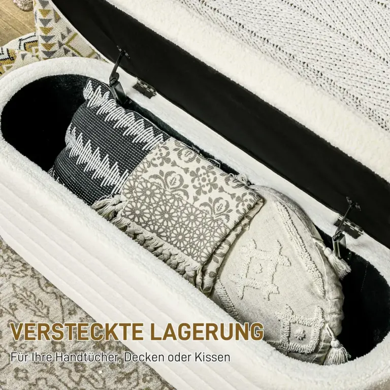 Sängbänk Förvaringsbänk Krämvit 116 x 41 x 40,5 cm, Cremevit