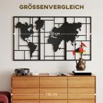 Väggdekoration Världskarta 3 Delar Svart Metall för Vardagsrum och Kontor Väggkonst i Industriell Stil Modern Inredning 50x80 cm