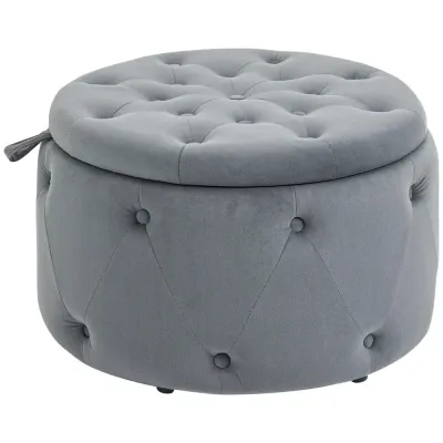 Pall med Förvaringsutrymme Ottoman Grå 60 x 40 cm