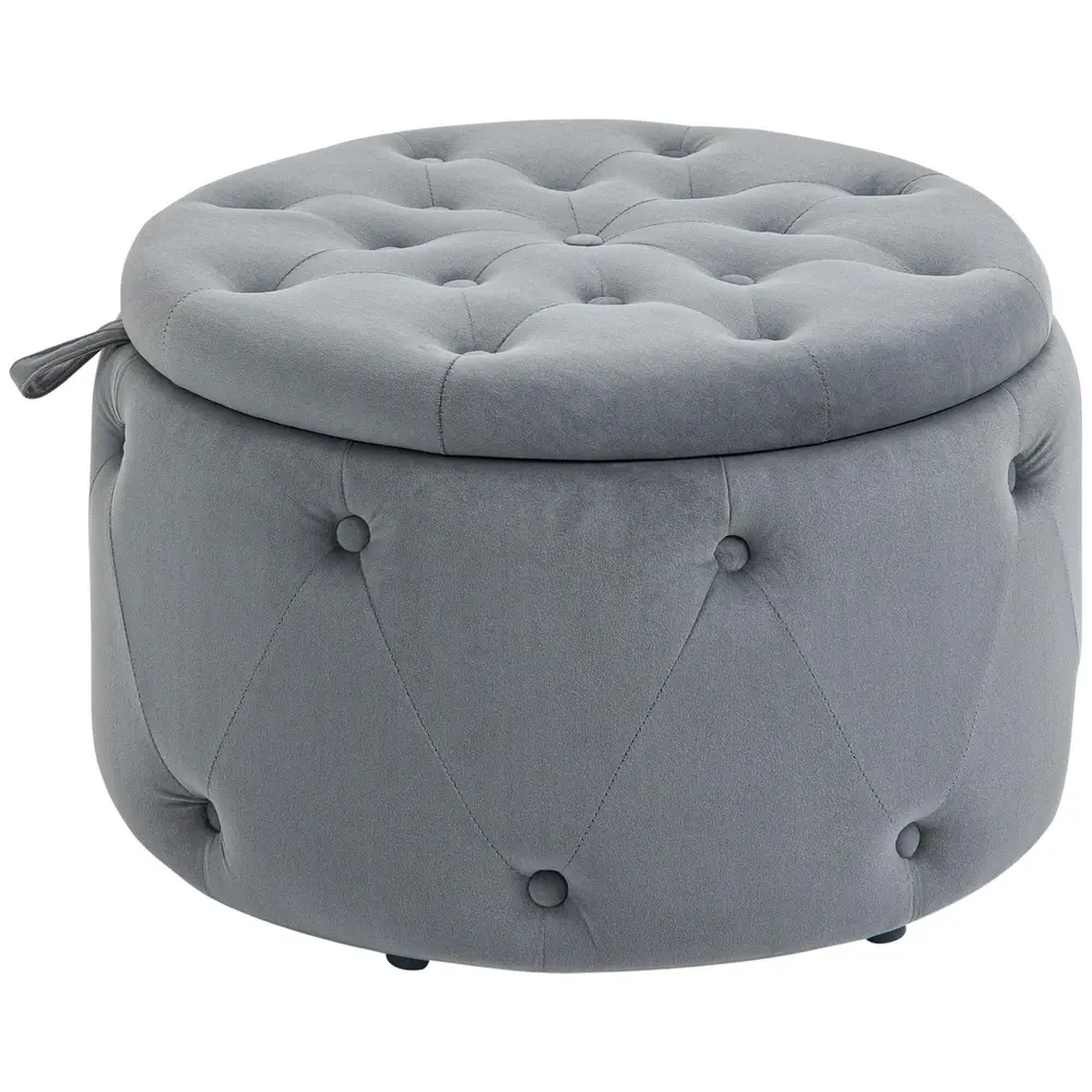 Pall med Förvaringsutrymme Ottoman Grå 60 x 40 cm