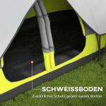 Campingtält Tunneltält för 8 Personer Grön av Polyester för Camping och Trädgård Vindtätt Familjetält med 2 Rum 2000 mm