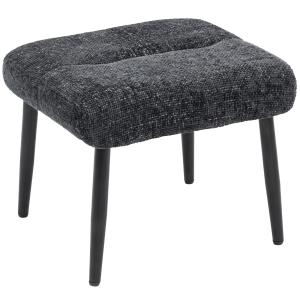 Fotpall Chenille Mjuk Mörkgrå Tyg och Stål för Vardagsrum och Sovrum Sittpuff med Vadderad Sits och Metallben Modern och Bekväm 45x41x38 cm