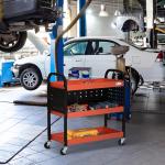 Arbetsbänk i Stål, Robust Verkstadsbord med 100 kg Kapacitet, Stabil Yta för Garage och Hobbyrum, Röd