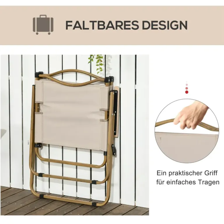 Campingstol Trädgårdsstolar Set 2 Hopfällbar Khaki