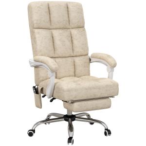 Kontorsstol med Massage- och Värmefunktion samt Fotstöd, Justerbar, upp till 120 kg, Beige