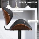 Barstolar Köksstolar Set om 2 Svart av Konstläder och Stål för Kök och Matsal Höjdjusterbara Vridbara med Fotstöd 53 x 52 x 92-112 cm
