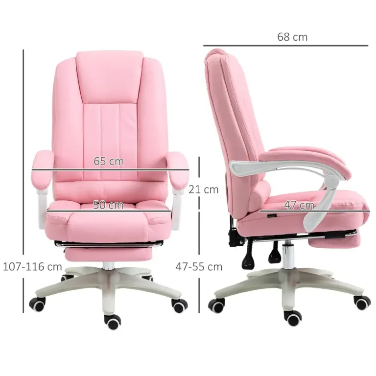 Ergonomisk Kontorsstol med Fotstöd Rosa