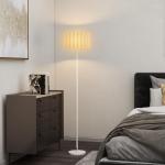 Golvlampa i Retrostil med Plastskärm, Fotkontakt och Metallstav, Vit