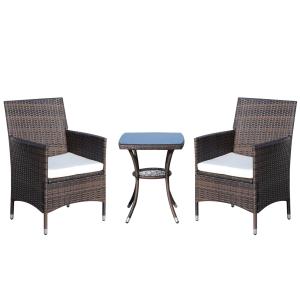 Balkongmöbelset Hopfällbar Rotting Bistroset med Sittdyna för Trädgård och Balkong Brun 60 X 58,5 X 89,5 Cm
