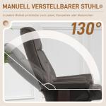 Vridbar Vilstol med Fotpall och Lutning, upp till 150 kg, Konstläder, Träram, Brun