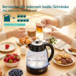 Frukostset Vattenkokare och Brödrost Svart Rostfritt Stål för Kök Snabbkokning och 4 Skivor Brödrost med Kalkfilter 1,7 Liter 2200W