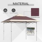 Hopfällbar Pop-up Paviljong, Portabelt Partytält med Bärväska, Enkel Montering för Trädgårdsfest, Mörkbrun/Khaki, 3,6 x 3,6 m