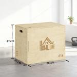 Plyobox Stabil Natur Trä för Gym och Hemmaträning med Tre Sprunghöjder och Handtag Robust Hoppbox för Crossfit och Styrka 61 x 51 x 76 cm