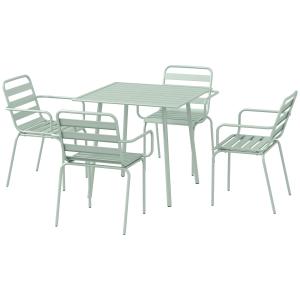 5-delad Trädgårdssittgrupp, Väderbeständig, Modern Design, Grön, 80 x 80 x 74 cm