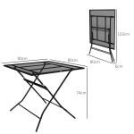 Trädgårdsbord Balkongbord Svart av Stål för Terrass och Balkong Fällbart Fyrkantigt Bord Lastkapacitet 70 kg 80 x 80 x 74 cm