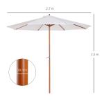 Träparasoll Trädgårdsparasoll Balkongparasoll med Justerbar Höjd Klassisk Design för Utomhusbruk Kräm 2,5 M