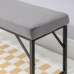 Klädd Bänk Sängbänk Mörkgrå av Tyg med Sammetslook och Trä för Vardagsrum och Sovrum Stoppad Hallbänk Modern 115 x 46 x 49 cm