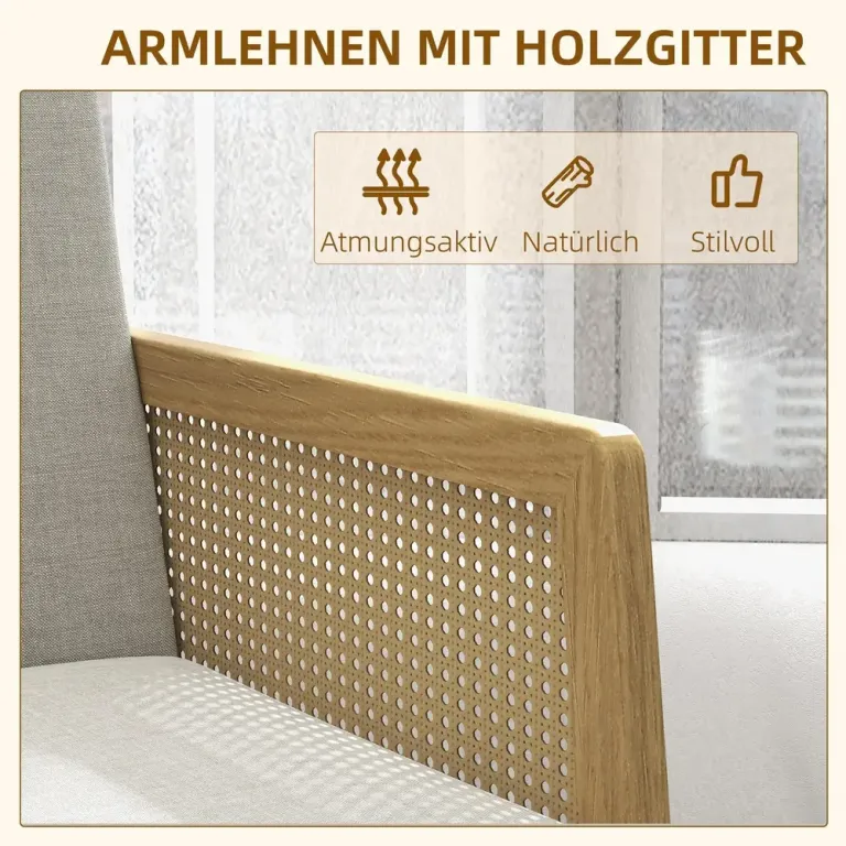 Accentstol Relaxstol Natur av Rottinglook och Linnelook