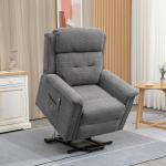 Elektrisk TV-Stol med Uppresningshjälp, Bekväm Relaxfåtölj i Tyg, Justerbar Liggfunktion för Seniorer, Grå, 89 x 96 x 108 cm, 170 kg