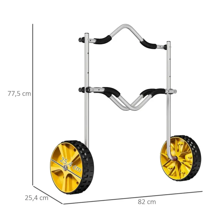 Kajakvagn i Aluminium Transportkärra, Silver och Gul