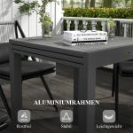 Trädgårdsbord Matbord Grå av Aluminium för Balkong och Trädgård Utbyggbart Uteplatsbord för 6 Personer 81-162 x 80 x 75 cm