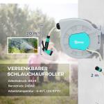 Slangupprullare Vattenslang 180° Svängbar Grå av Plast och PVC för Trädgård Väggmonterad Slanglåda 20 m