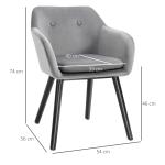 Matsalsstolar Köksstolar Grå av Sammet och Bokträ för Vardagsrum Set om 2 Stoppade Stolar med Ryggstöd 54 x 56 x 74 cm
