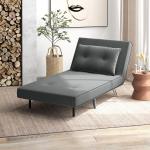 Sovstol Bäddfåtölj Mörkgrå av Sammet och Metall för Gäster Bekväm Enkelsoffa med Sängfunktion och Kuddar 77 x 88 x 83 cm