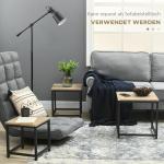 Soffbord Sidobord Set om 3 Natur av Trälook och Stål för Vardagsrum och Soffhörna Modern Design med Stålstomme Praktisk
