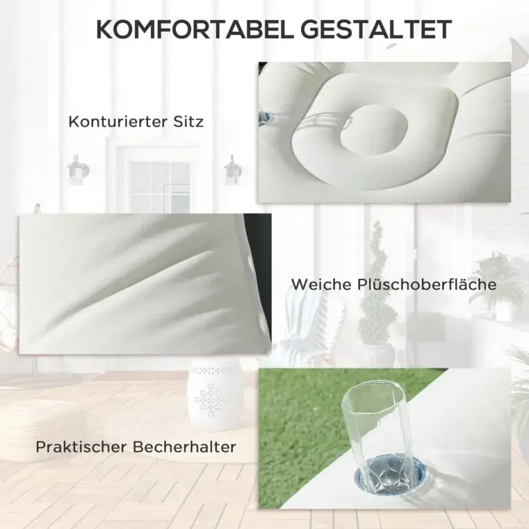 Uppblåsbar Soffa Luftsoffa Ljusgrå 125 x 100 x 87 cm