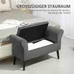 Bänk Förvaringsbänk Mörkgrå av Polyester och Trä för Hall och Sovrum Stoppad Bröstbänk med Armstöd 111,5 x 41 x 65 cm
