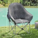 Campingstol Fiskestol Hopfällbar Grå av Tyg ve Metall för Strand ve Trädgård Vadderad Stol med Sidficka 120 kg