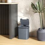 Papperskorg Sensor Automatisk Grå Plast för Kök och Kontor Sophink med Rörelsesensor och Två Öppningslägen 15 Liter 28x21x34 cm