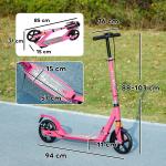 Sparkcykel för Barn med Justerbart Styre och Hopfällbar Design för Lek och Motion Hållbar och Säker Rosa Plast 6-12 år 94 x 36 x 88-103 cm
