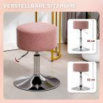 Höjdjusterbar Stoppad Barpall med Metallram, Manchesterlook, 360° Roterbar, Rosa