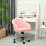 Ergonomisk Hemkontorsstol med Gungfunktion i Teddy Velvet Look, Rosa, 56x61x86 cm