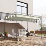 Ersättningstak Pergola Tak Infällbart Vågtak Krämvit av Polyester för Trädgård och Balkong Vintertätt Solskydd 2,85 x 2 m