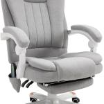 Massagestol, Kontorsstol, Gamingstol, Polyester, Skum och Nylon, Grå, 66 x 63 x 107–115 cm
