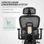 Kontorsstol Skrivbordsstol Ergonomisk Svart av Nät och Plast för Kontor Snurrstol med Liggfunktion och Fotstöd