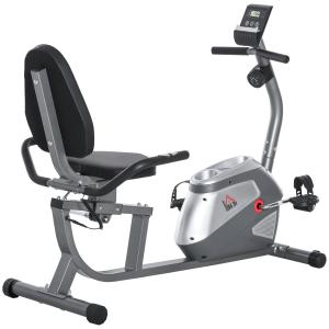 Liggande Motionscykel med LCD-skärm, 8 Nivåer Magnetiskt Motstånd, Pulssensorer, Justerbart Ryggstöd, upp till 110 kg, för Hemmagym