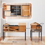 Sköldpaddshus 2 Våningar Gul Trä och Stål för Smådjur Terrarium med Ramp och Fönster Rymlig Design och Säker Konstruktion