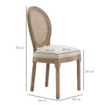Set med 2 Köksstolar, Stoppade med Wiensk Väv, Massivt Trä, Gräddvit + Natur, 49 x 56 x 96 cm
