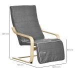 Accentfåtölj med Justerbart Fotstöd, Björkträ, upp till 120 kg, Grå, 66,5 x 94 x 100 cm