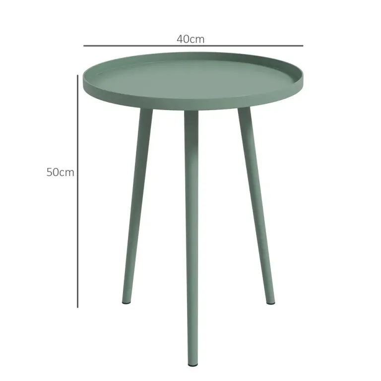 Trädgårdsbord Sidobord med Upphöjd Kant Grön av Stål 50 cm