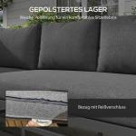 Trädgårdsmöbler Loungeset Grå av Rotting och Metall för Terrass och Balkong 5 Delar med Tvåsits Hörnsoffa och Soffbord