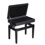 Höjdjusterbar Pianopall med Dolt Förvaringsutrymme, Konstläderkudde, Keyboardbänk för Klaviatur, 54,5 x 33 x 48–58 cm, Svart