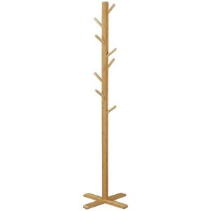 Klädhängare Klädställ Natur av Bambu för Hall och Sovrum med 8 Krokar Snygg och Funktionell Design Golvstående 49,5 x 49,5 x 178 cm