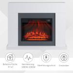 LED Elektrisk Öppen Spis, Fristående Kamin med Flameffekt, 1800/2000 W, Inomhusvärmare med Träram, MDF, Vit, 113 x 26,6 x 87,5 cm